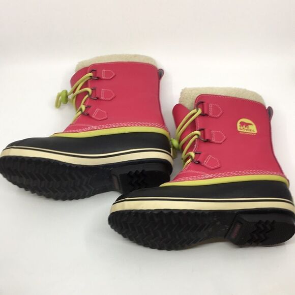 Sorel Yoot Pac Winter Snow Boot Size 5 Pink leather Waterproof faux Sherpa - Picture 13 of 16